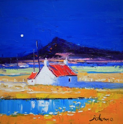 Moonrise over Eaval North Uist 12x12